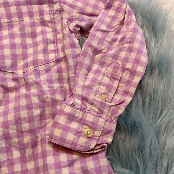 Carters Boys Light Purple White Plaid Pocket Button Down Shirt sz 5 - Picture 4 of 8